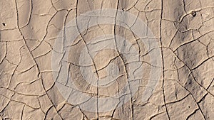 Top down view of cracks on mud flat