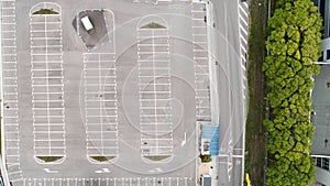 Top down view empty parking lots