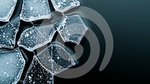 Cracked ice pieces with frosty edges photo