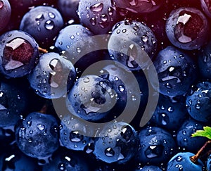 Top down view of fresh red grapes with drops of water