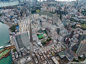 Top down view Hong Kong city
