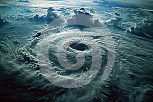 Top-down view of a hurricane revealing the massive scale and spiraling cloud bands