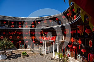 Top down view on the inner ring, courtyard of a Fujian Tulou