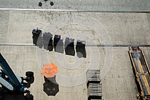 Luggage train top down view photo