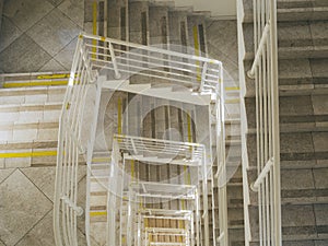 Top-down view of the multilevel descent on the steps of light marble