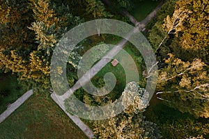 Top-down view of park paths