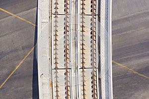 Top down view train tracks
