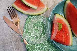 Top down view of Watermellon slices