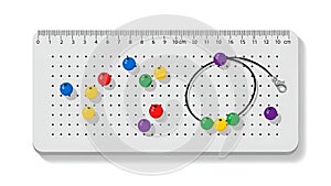 Colorful Beads and Ruler on Pegboard for Learning and Crafting