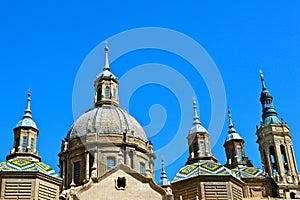 Top of El Pilar Cathedral in Zaragoza, Spain