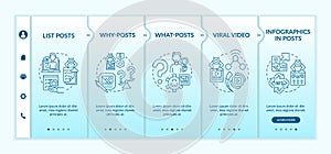 Top engaging posts types onboarding vector template