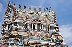 Top of entrance Gopuram at Mahalingeswarar Temple.