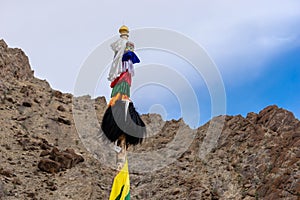 Top of the Flags of Hemis Monastery Tibet Buddhsim Temple in Leh Ladakh