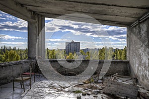 Top floor of Polissya Hotel in Pripyat (HDR)