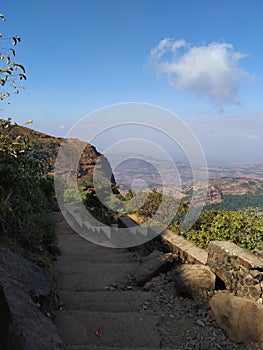 At top of Fort , historical, The King Chatrapati Shivaji maharaj capital raygad, sunrise , morning group at fort photo