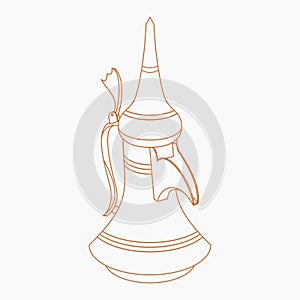 Top Front Side Outline Dallah Coffee Pot Vector Illustration