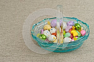Glass, easter basket of candy