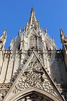 Top of gothic cathedral in Barcelona