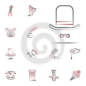 top hat and bow tie icon. handdraw icons universal set for web and mobile