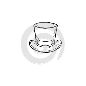 Top hat hand drawn sketch icon.