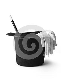 Top hat magic wand gloves - Stock Image