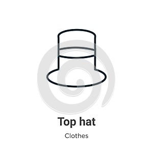 Top hat outline vector icon. Thin line black top hat icon, flat vector simple element illustration from editable clothes concept