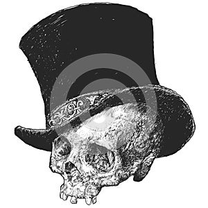 Top Hat Skull Illustration
