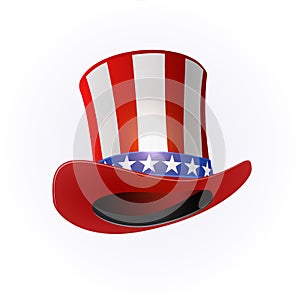 Top hat for USA Independence Day. Uncle Sam's hat vector. 4 of July celebration. Fourth of July greeting card