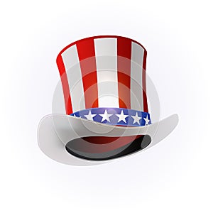 Top hat for USA Independence Day. Uncle Sam's hat vector. 4 of July celebration. Fourth of July greeting card