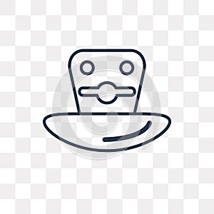 Top hat vector icon isolated on transparent background, linear T