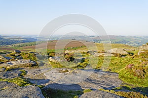 From the top of Higger Tor, across Hathersage Moor on a hazy morning