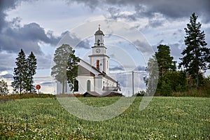 Boda church in Dalarna with a beautiful nature and a fantastic view photo