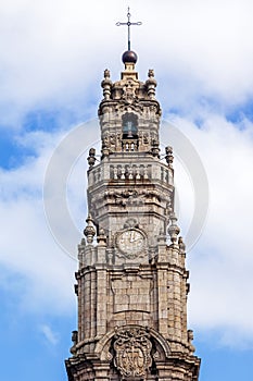 Top of the iconic Clerigos Tower in Porto, Portugal photo