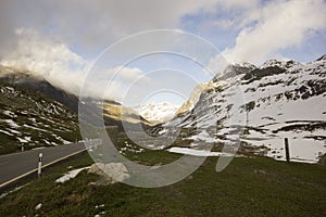 Top of the Julier Pass with roman column photo