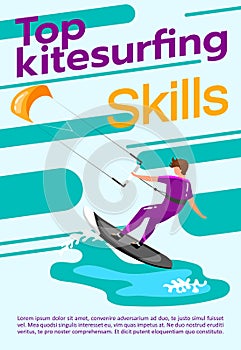 Top kitesurfing skills poster vector template