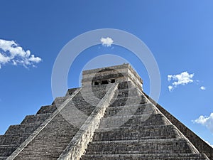 The top of the Kukulcan pyramid in Mexico.