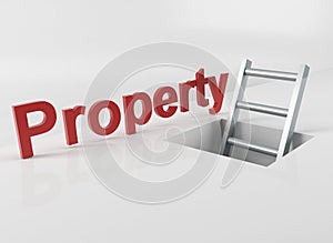 Top of a ladder with text property photo