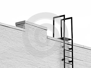 Top of a ladder to roof isolated.