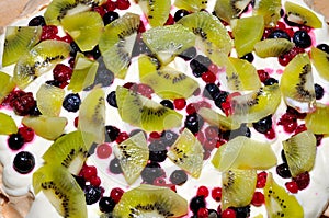 Top layer of Pavlova dessert