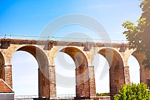 Top level of arched Chaumont viaduct, France