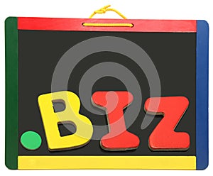 Top Level Domain Dot BIZ On Chalkboard