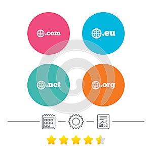 Top-level domains signs. Com, Eu, Net and Org.