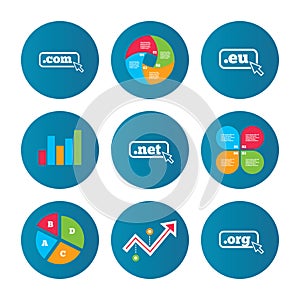 Top-level domains signs. Com, Eu, Net and Org.
