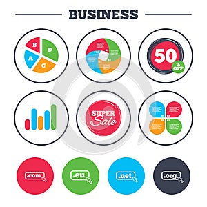 Top-level domains signs. Com, Eu, Net and Org.