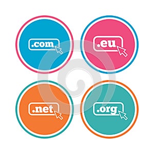 Top-level domains signs. Com, Eu, Net and Org.
