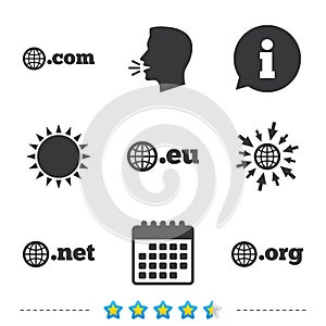 Top-level domains signs. Com, Eu, Net and Org.