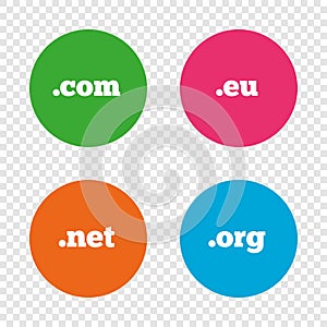 Top-level domains signs. Com, Eu, Net and Org.