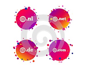 Top-level domains signs. De, Com, Net and Nl. Vector