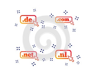 Top-level domains signs. De, Com, Net and Nl. Vector