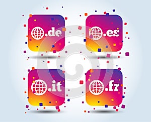 Top-level domains signs. De, It, Es and Fr.